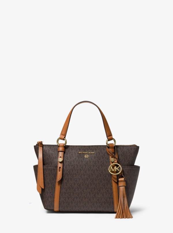 Damske Prenosná Taška Michael Kors Sullivan Small Logo Top-Zip Čokoláda Žlté - Kabelky Michael Kors Sleva | FLUMO-5968